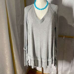 NWT Free People Gray V-Neck Tunic Top